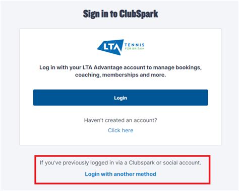 LTA/Clubspark Login .